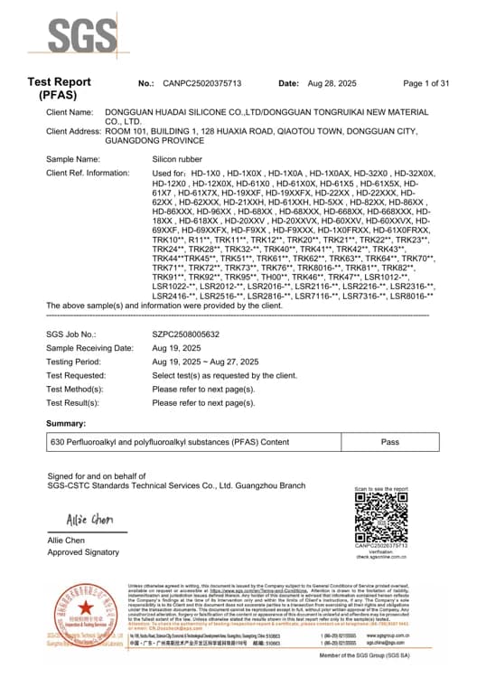 First page preview of PFAS Test Report